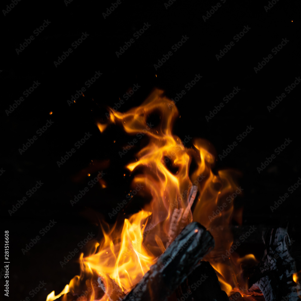 fire flames in bonfire stove isolated with balck fire flames in bonfire stove isolated with balck