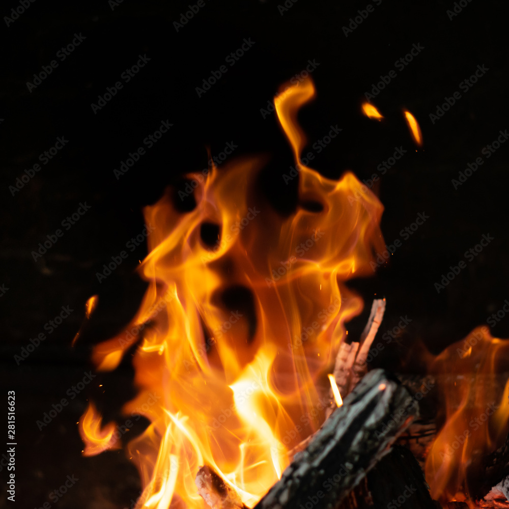 fire flames in bonfire stove isolated with balck fire flames in bonfire stove isolated with balck