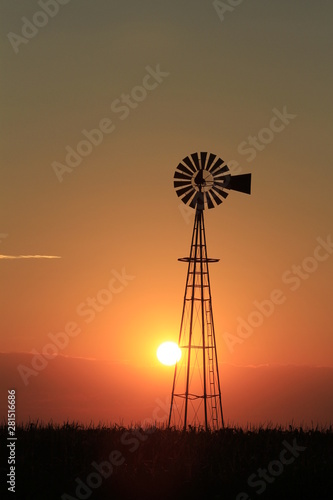 windmill at sunset in Kansas