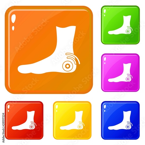Foot heel icons set collection vector 6 color isolated on white background