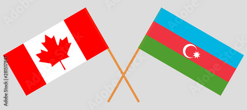 Azerbaijan and Canada. Crossed Azerbaijani and Canadian flags