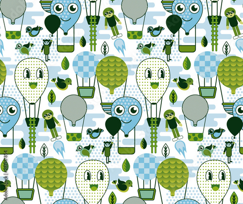 Quirky air balloon travel pattern geometric style design