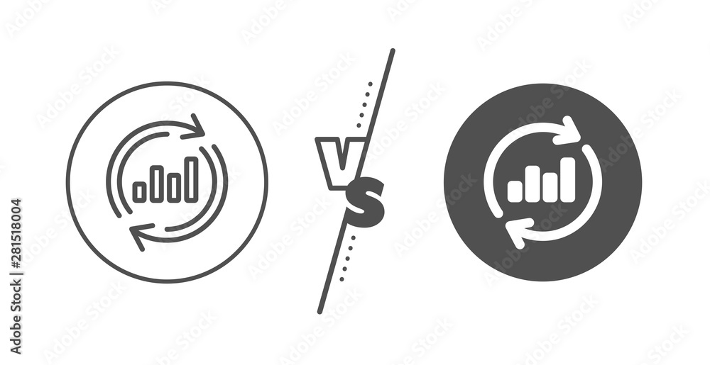 Update Report graph or Sales growth sign. Versus concept. Chart line icon. Analysis and Statistics data symbol. Line vs classic update data icon. Vector Update Report graph or Sales growth sign. Versus concept. Chart line icon. Analysis and Statistics data symbol. Line vs classic update data icon. Vector