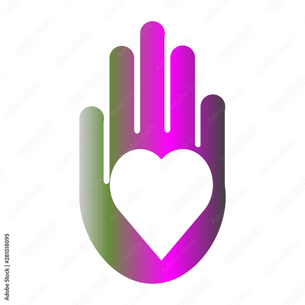 Obraz premium Vector icon heart in a hand.