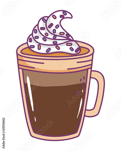 Isolated iced coffee glass vector design