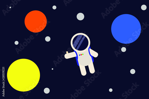 Astronaut in outer space - Flat design