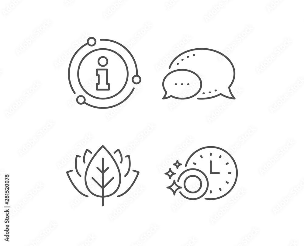 Cleaning dishes with Time line icon. Chat bubble, info sign elements. Dishwasher sign. Clean tableware sign. Linear dishwasher timer outline icon. Information bubble. Vector