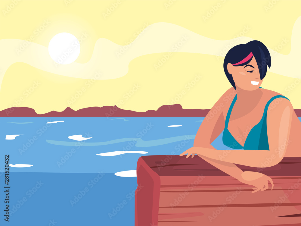 woman summer time vacations design woman summer time vacations design