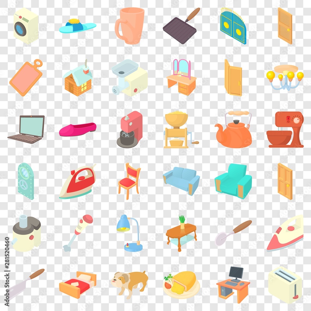 Home icons set. Cartoon style of 36 home vector icons for web for any design Home icons set. Cartoon style of 36 home vector icons for web for any design
