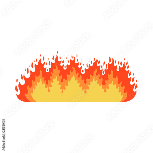 Fire flame icon in cartoon and flat style. Isolated object. Vector illustration.