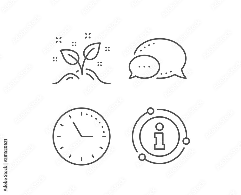 Startup concept line icon. Chat bubble, info sign elements. Idea leaves sign. Launch project symbol. Linear startup concept outline icon. Information bubble. Vector Startup concept line icon. Chat bubble, info sign elements. Idea leaves sign. Launch project symbol. Linear startup concept outline icon. Information bubble. Vector