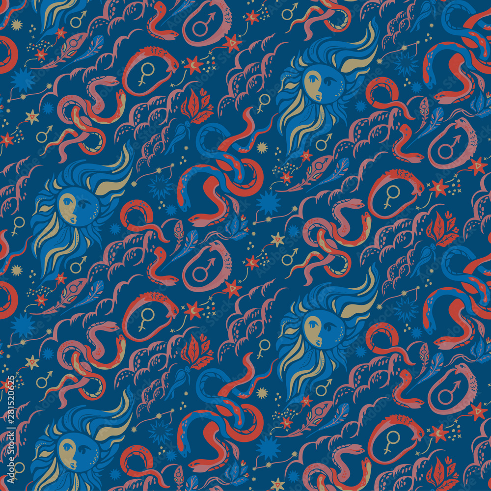 Magic and tarot pattern seamless design graphic Magic and tarot pattern seamless design graphic