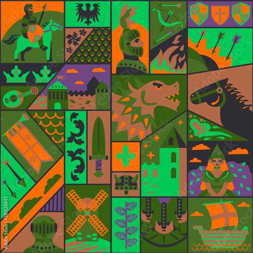 Medieval pattern seamless design graphic