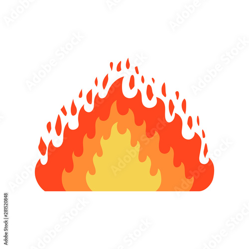 Fire flame icon in cartoon and flat style. Isolated object. Vector illustration.