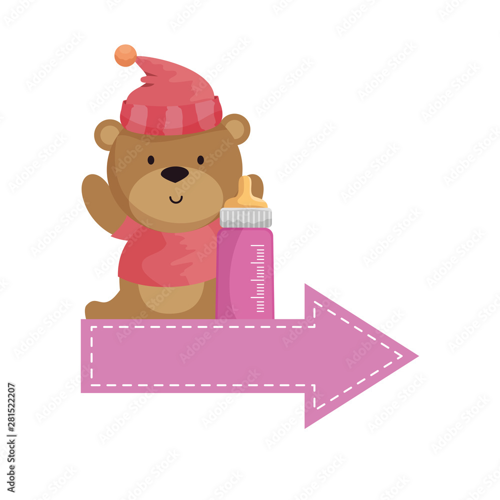 baby shower card with bear teddy and milk bottle baby shower card with bear teddy and milk bottle
