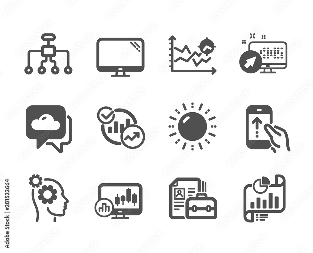 Set of Science icons, such as Report document, Sun energy, Statistics, Thoughts, Restructuring, Seo analysis, Computer, Web system, Swipe up, Candlestick chart, Vacancy, Weather forecast. Vector Set of Science icons, such as Report document, Sun energy, Statistics, Thoughts, Restructuring, Seo analysis, Computer, Web system, Swipe up, Candlestick chart, Vacancy, Weather forecast. Vector