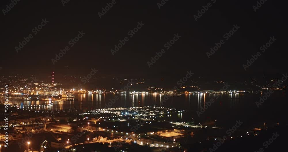 Inspiring night scenery of beautiful La Spezia city. View of famous city panorama and harbor on Mediterranean sea. Glorious cityscape. Italian destination. Inspiring night scenery of beautiful La Spezia city. View of famous city panorama and harbor on Mediterranean sea. Glorious cityscape. Italian destination.