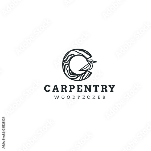 best original logo designs inspiration and concept for iron wood, carpentry, construction and woodpecker