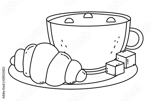 Isolated coffee cup and bread vector design