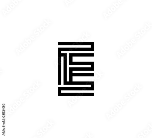 Initial letter black line shape logo vector E