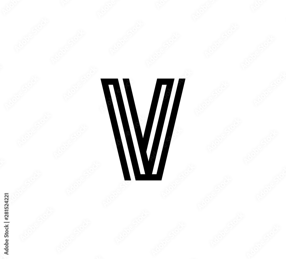 Initial letter black line shape logo vector V Initial letter black line shape logo vector V