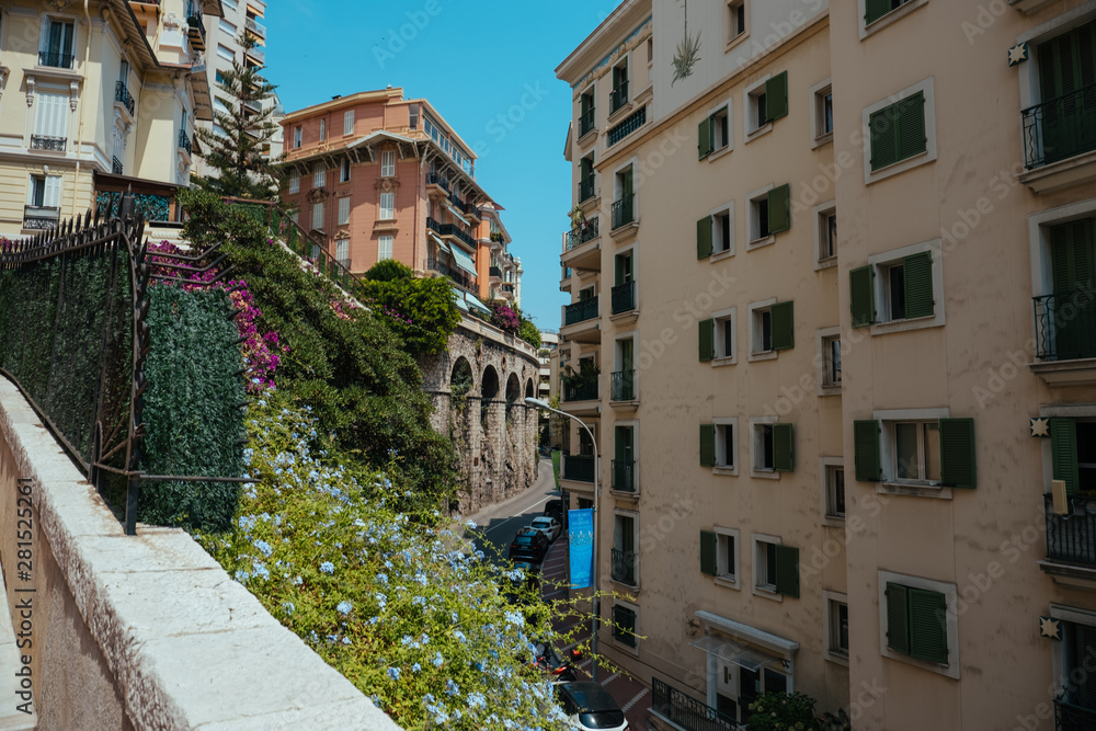 Fototapeta Monaco city streets in sunny Monte Carlo in the south of France in Europe
