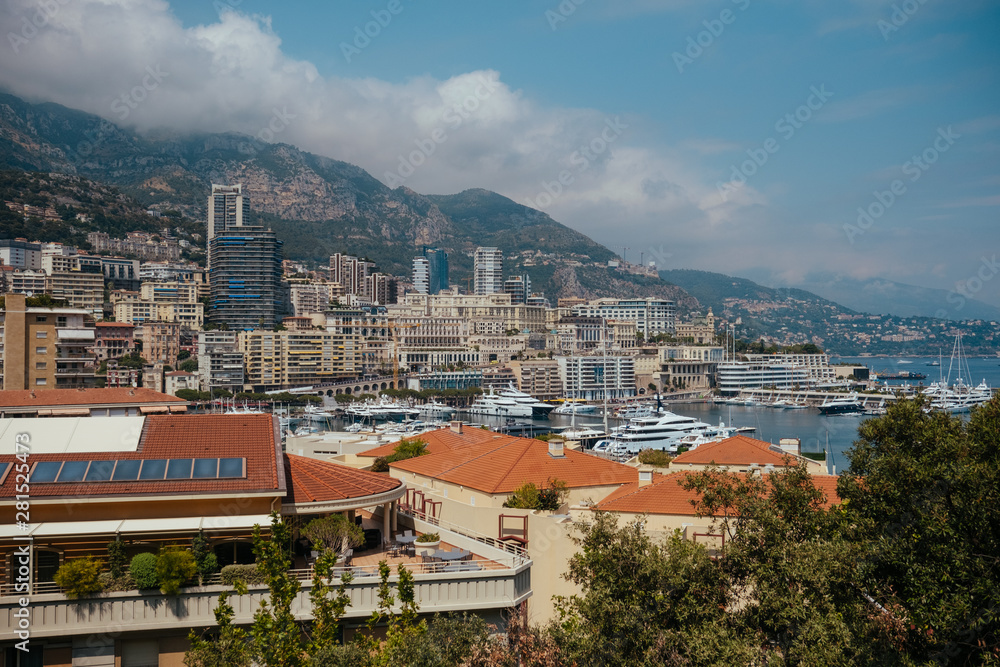 Monaco city streets in sunny Monte Carlo in the south of France in Europe