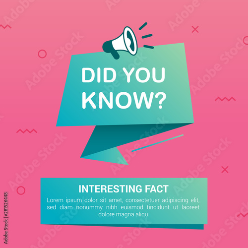 Did you know with megaphone and origami banner on pink background