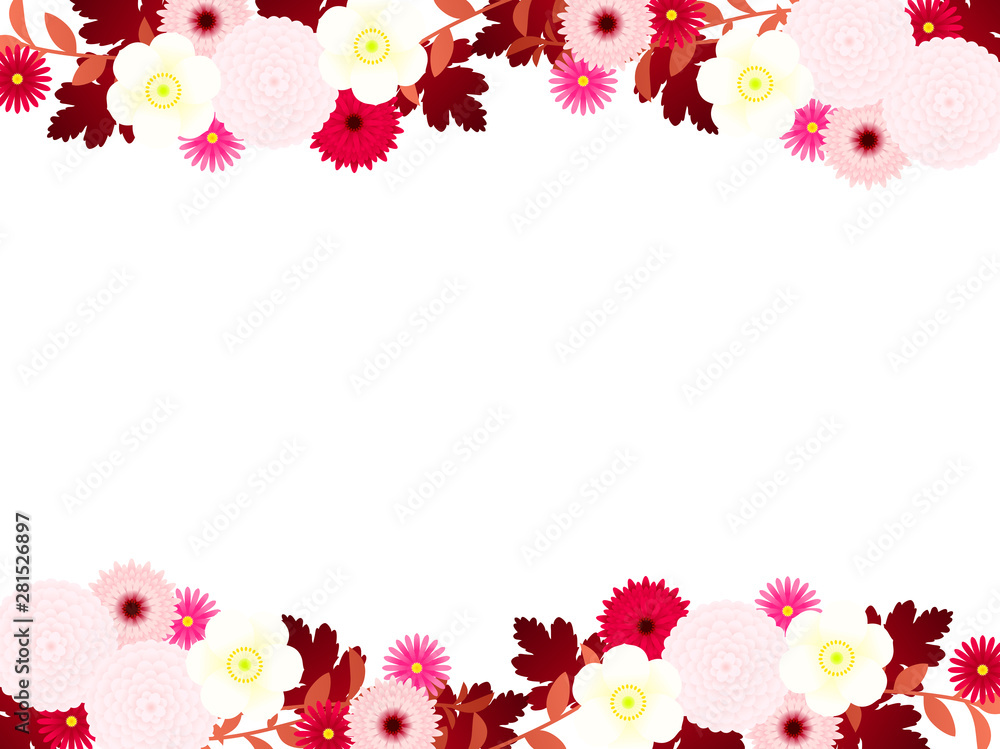 ダリアと秋の菊のイラストフレーム Stock Vector Adobe Stock