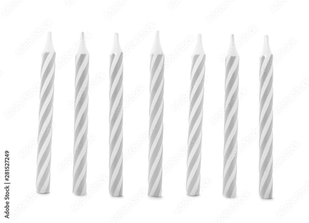 Silver striped birthday candles isolated on white Silver striped birthday candles isolated on white