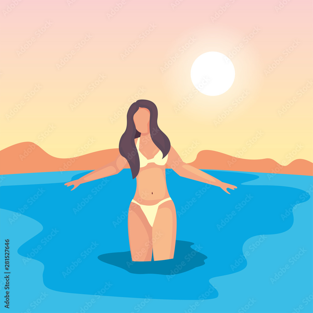 woman summer time vacations design woman summer time vacations design