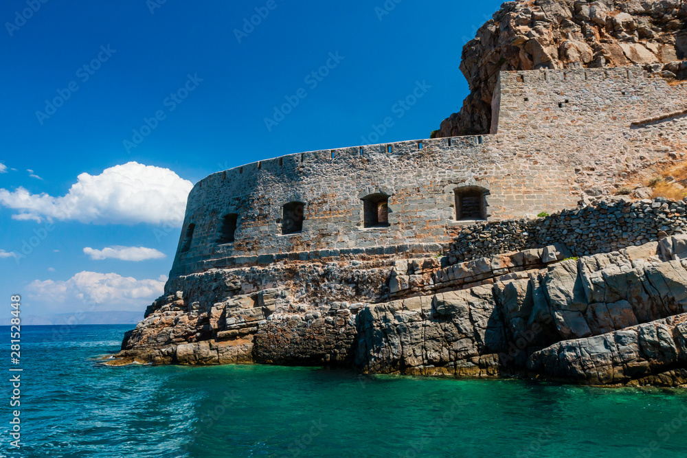 The ancient Venetian fortress on the island of Spinalonga on the Greek island of Crete