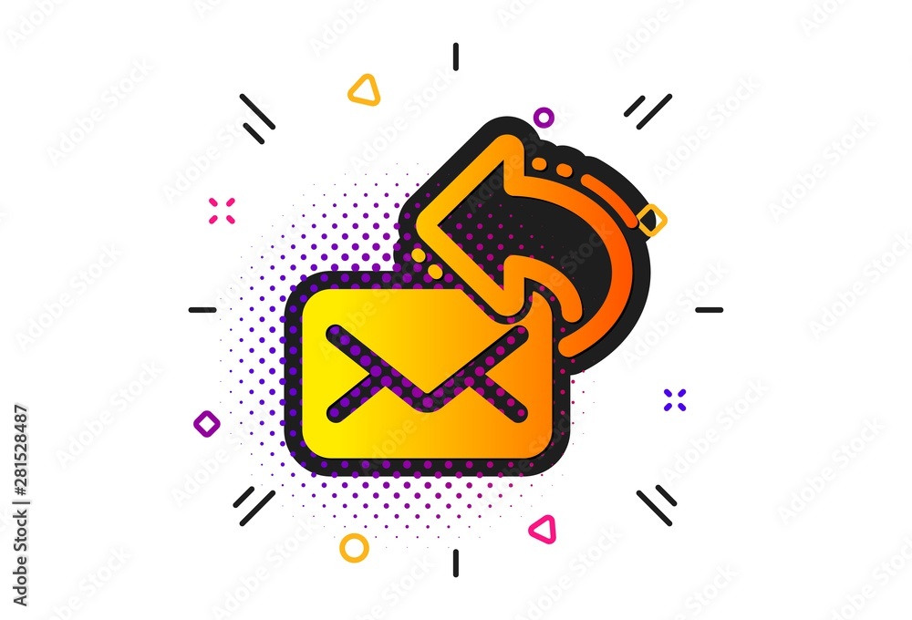 New newsletter sign. Halftone circles pattern. Share mail icon. Phone E-mail symbol. Classic flat share mail icon. Vector New newsletter sign. Halftone circles pattern. Share mail icon. Phone E-mail symbol. Classic flat share mail icon. Vector