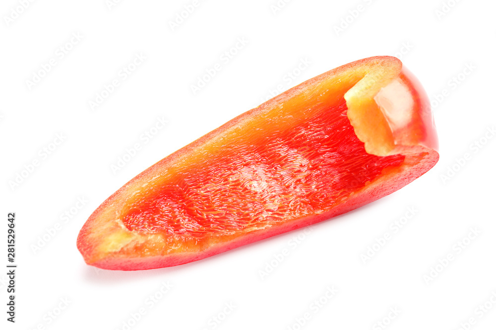 Slice of ripe red bell pepper on white background Slice of ripe red bell pepper on white background