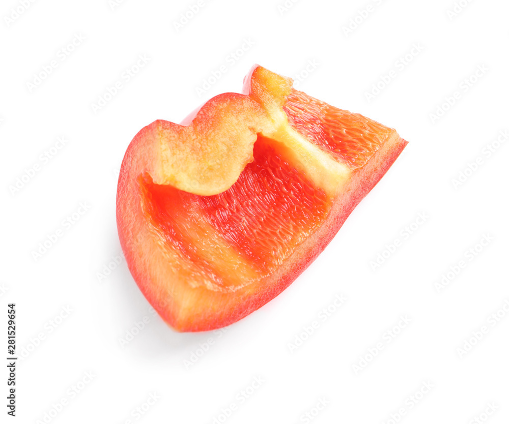 Slice of ripe red bell pepper on white background Slice of ripe red bell pepper on white background