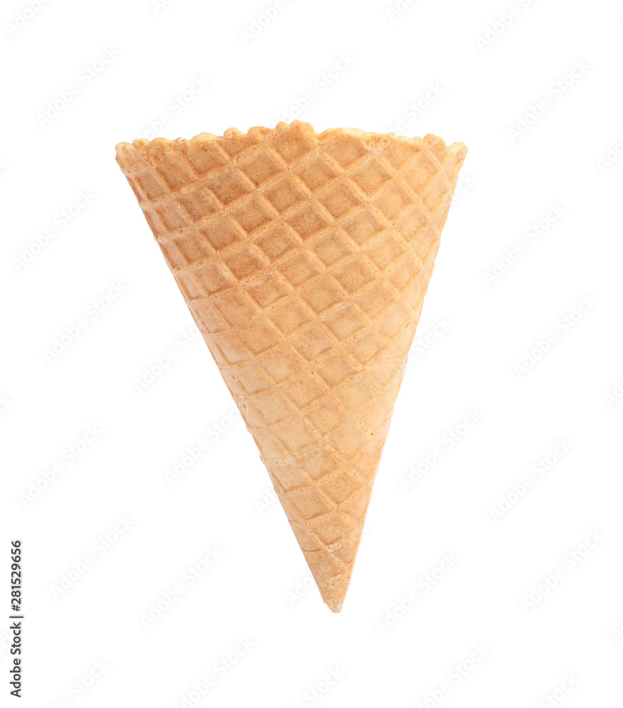 Empty wafer ice cream cone on white background Empty wafer ice cream cone on white background