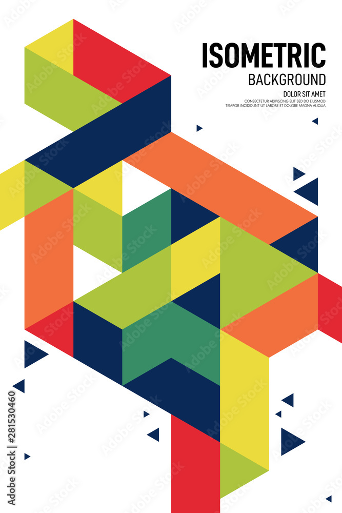Abstract isometric geometric shape layout poster design template background