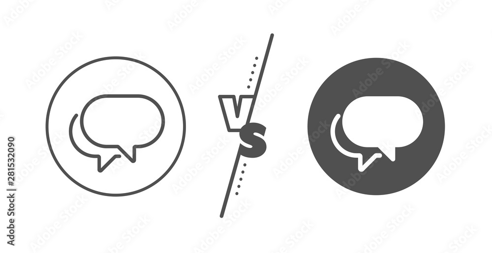 Speech bubble sign. Versus concept. Talk bubble line icon. Chat message symbol. Line vs classic talk bubble icon. Vector Speech bubble sign. Versus concept. Talk bubble line icon. Chat message symbol. Line vs classic talk bubble icon. Vector