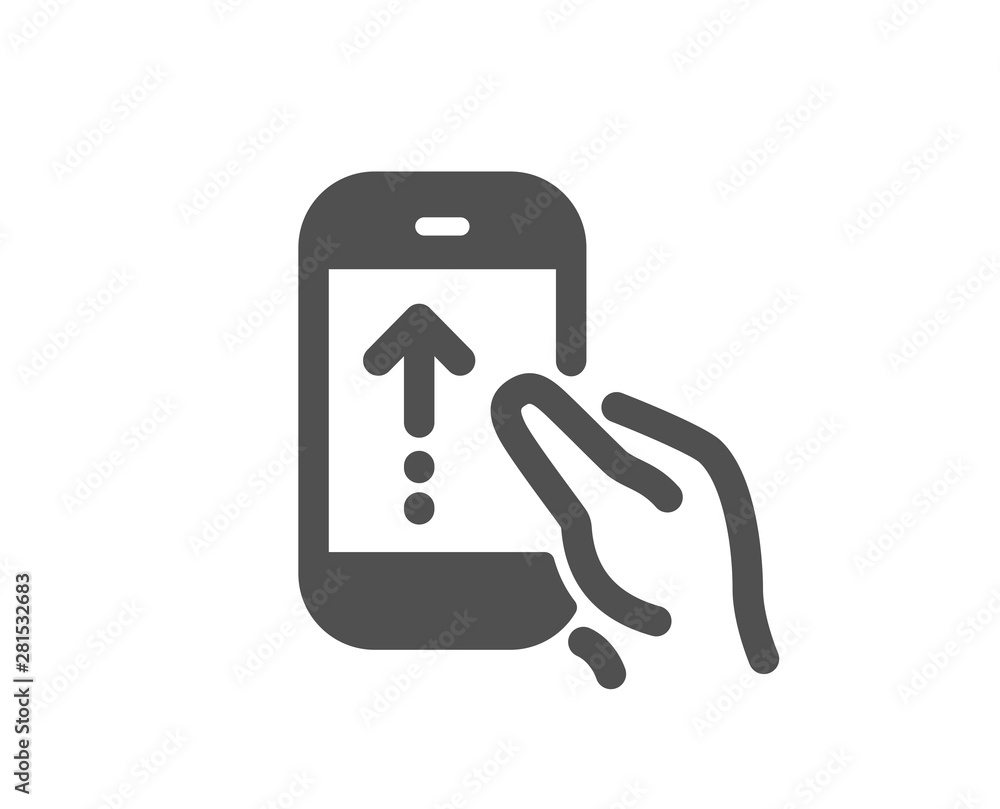 Scrolling arrow sign. Swipe up phone icon. Landing page scroll symbol. Classic flat style. Simple swipe up icon. Vector Scrolling arrow sign. Swipe up phone icon. Landing page scroll symbol. Classic flat style. Simple swipe up icon. Vector