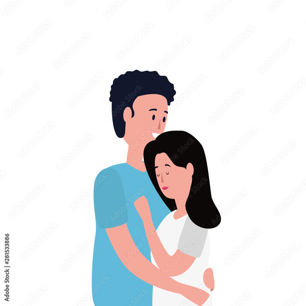 cute lovers couple avatars characters