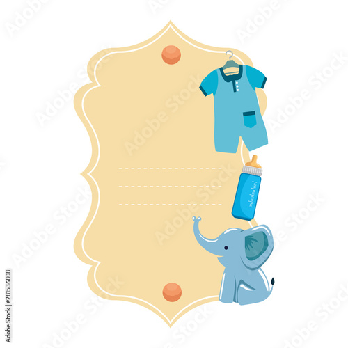 baby shower card with set icons