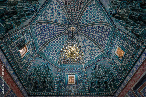 Interior view of Madrasa with chandelier photo