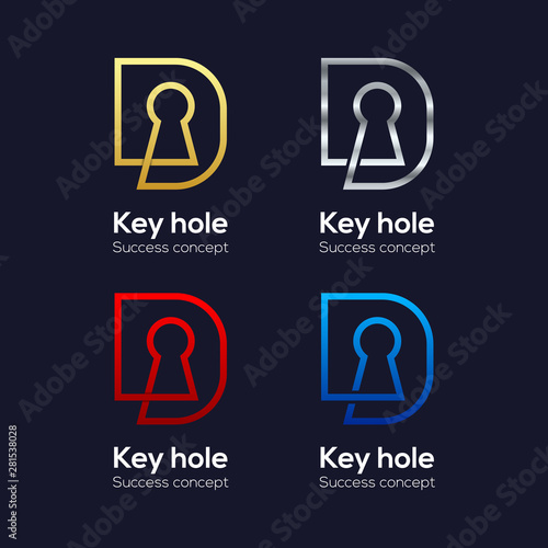 Letter D logotypes with Key hole Signs, Property and Real estate Symbols, Security and Privacy lock icons, Vector Design for your corporate identity, Business Company Success concept