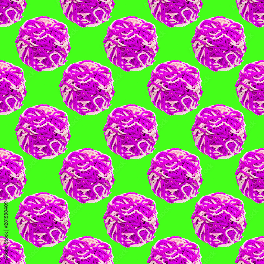 Seamless pattern. Ball of yarn. Use for t-shirt, greeting cards, wrapping paper, posters, fabric print. Seamless pattern. Ball of yarn. Use for t-shirt, greeting cards, wrapping paper, posters, fabric print.