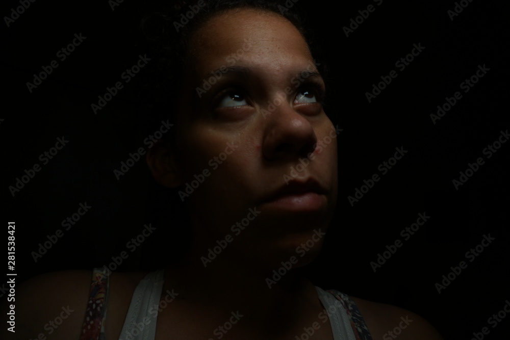 Low Key Portrait Mixed Race Female Low Key Portrait Mixed Race Female