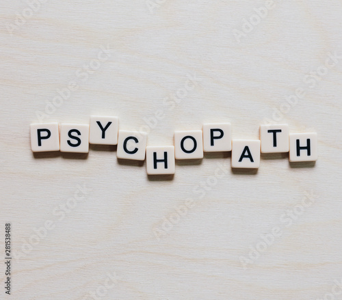 Close up of psychopath word blocks