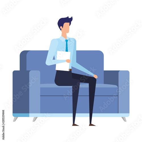 elegant businessman worker in the livingroom