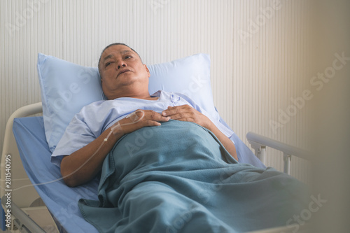 Asian elderly on the bed in hospital.