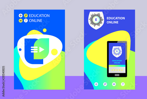 Smart online education app logo concept. Touching screen smartphone for Template App Development Landing Front page mobile website. Vector illustration