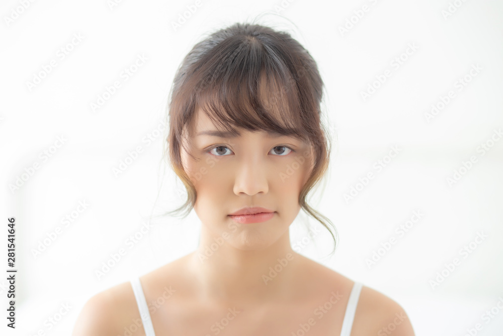 Beautiful portrait young asian woman having worry unhappy and upset about problem skin, beauty asia girl felling expression and emotion sad and bad, female having trouble and displeased. Beautiful portrait young asian woman having worry unhappy and upset about problem skin, beauty asia girl felling expression and emotion sad and bad, female having trouble and displeased.
